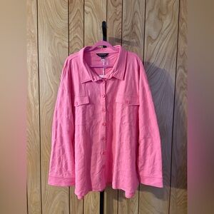 Davi & Dani Pink Quilted Button-Down Shacket